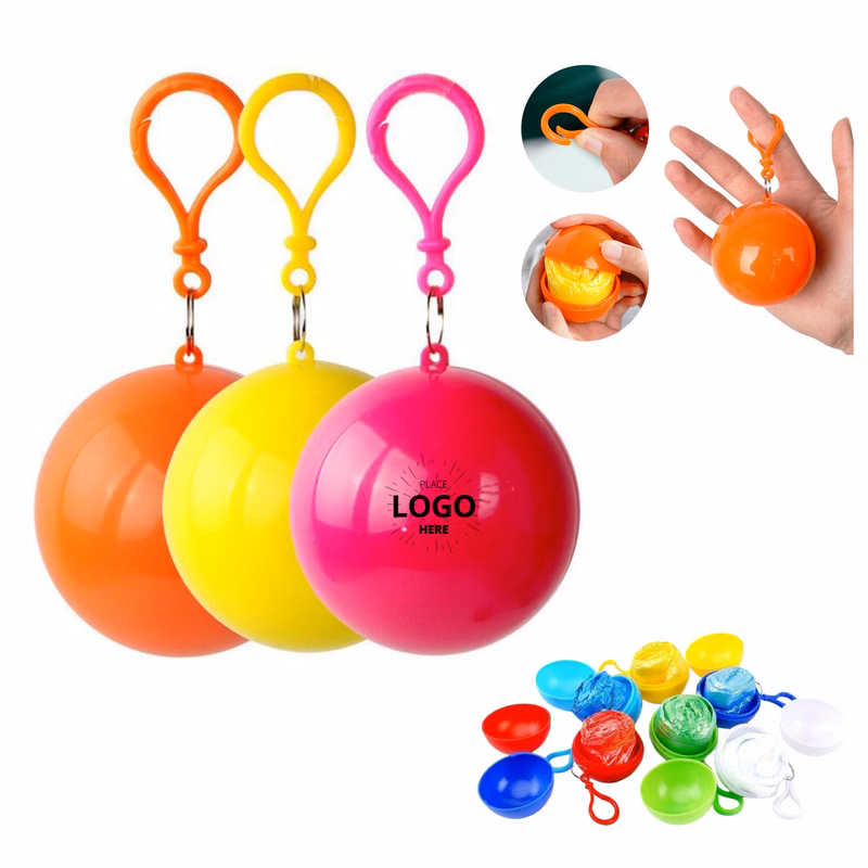 2 1/2" Portable Disposable Rain Poncho Ball w/Carabiner