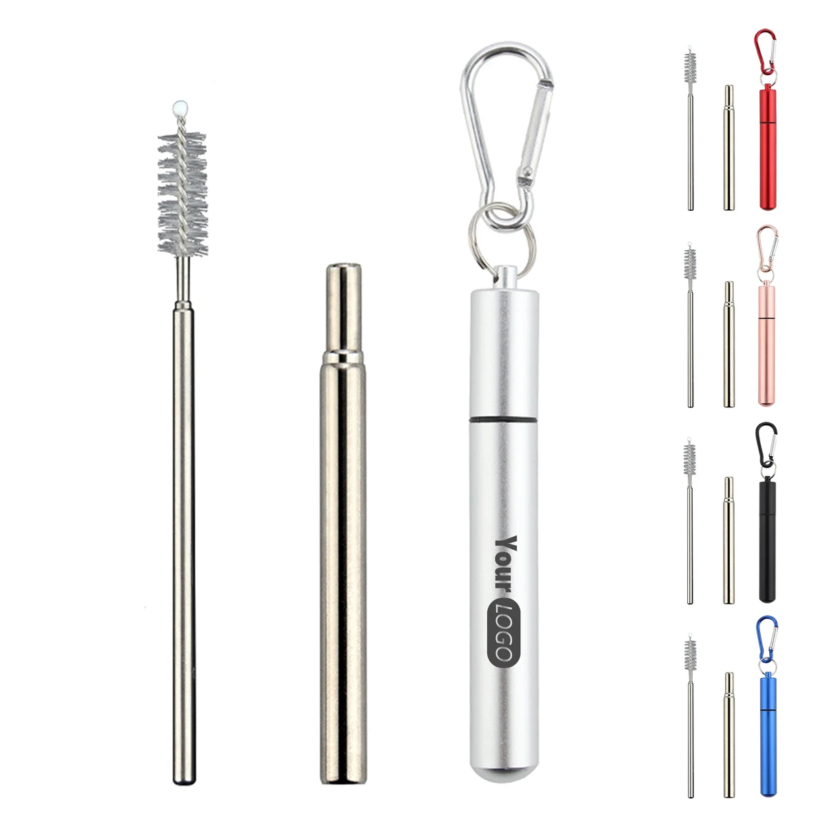 Portable Reusable Folding Metal Straw Set 1