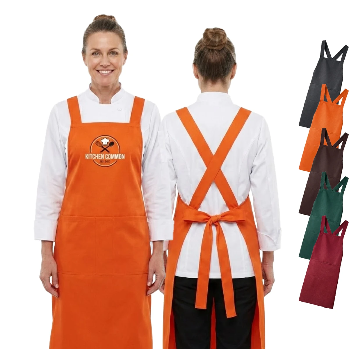 12 oz Woven knitted Kitchen Apron w/ Thick Strap & 2 pockets 1