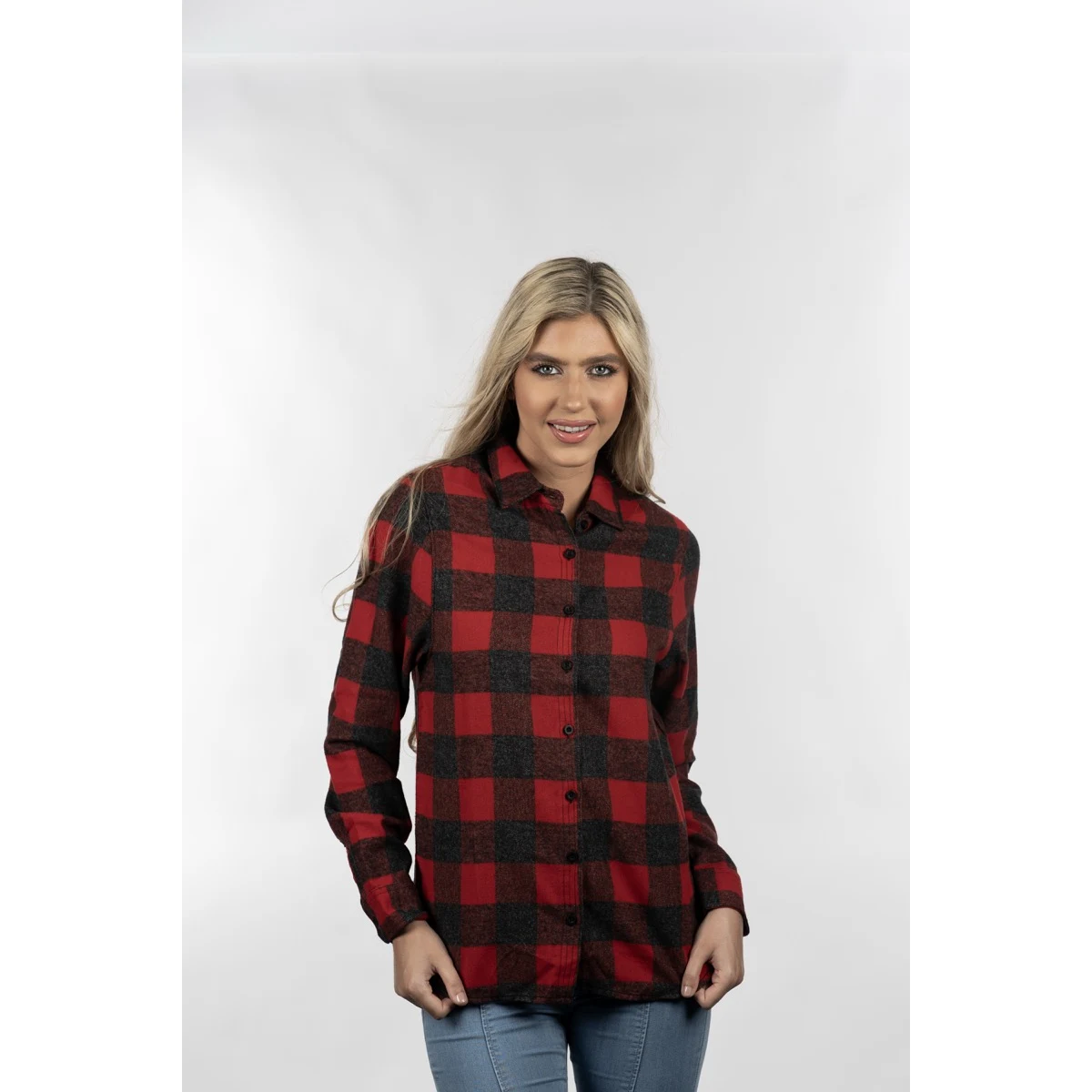 Ladies Traditional No Pocket Plaid Flannel 1