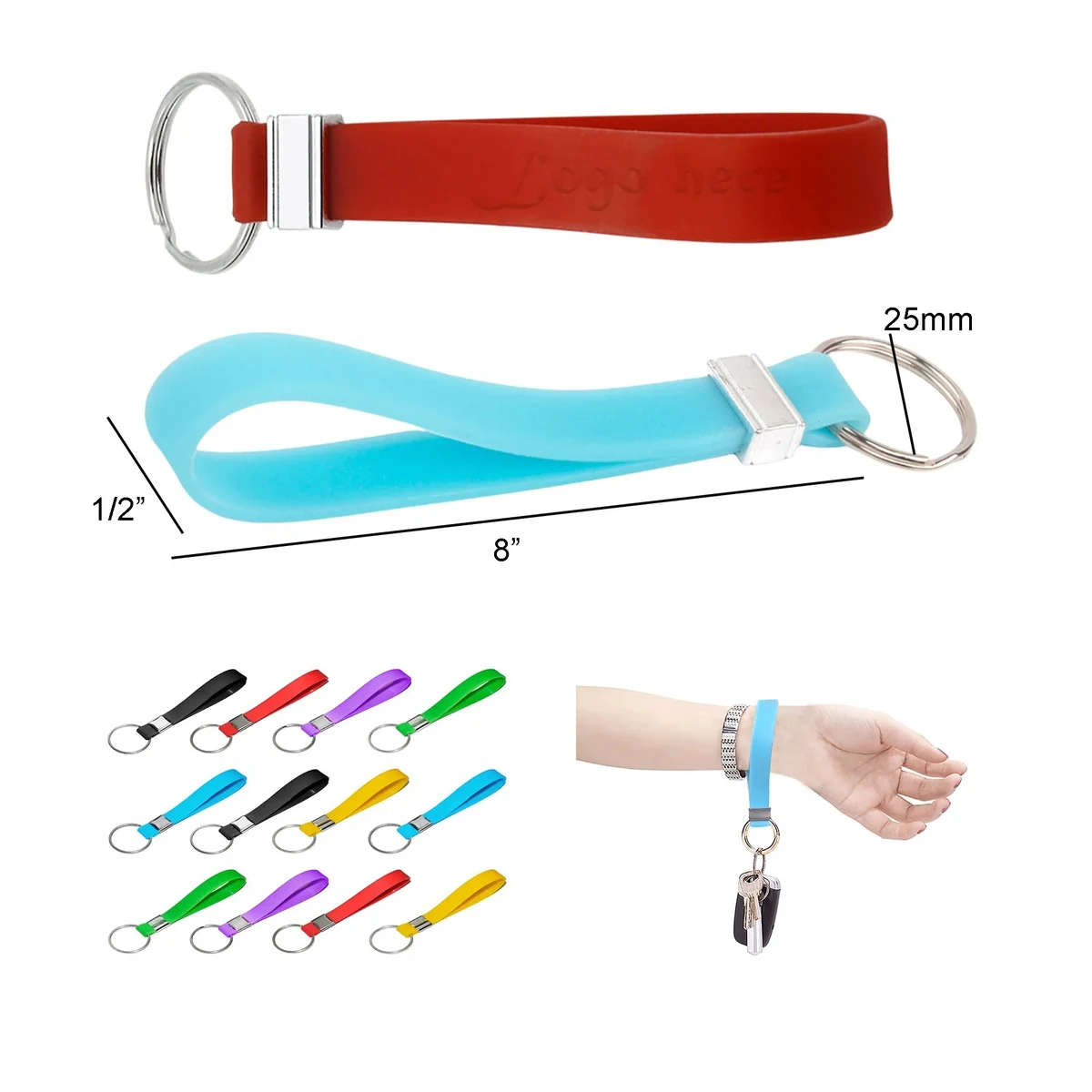 Silicone Debossed Wristband Keychain 1