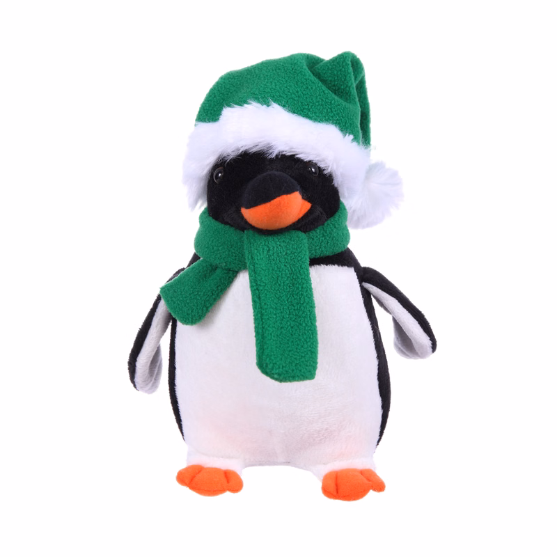 Soft Plush Stuffed Penguin with Christmas Hat & Scarf