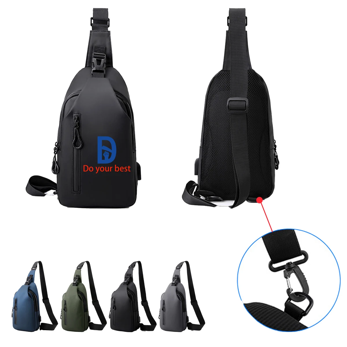 Waterproof Crossbody Hiking Bag with Leather Cover 1