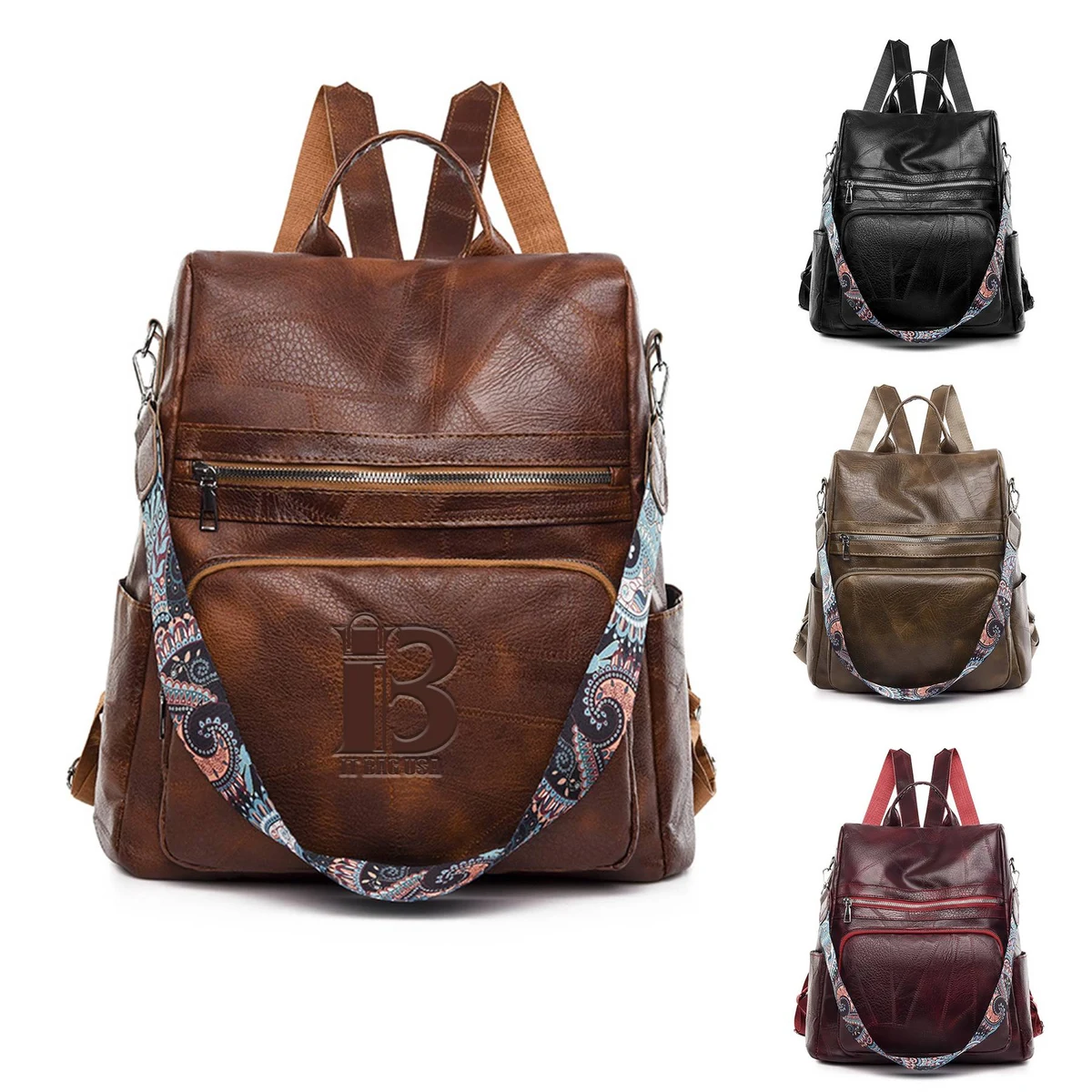 Polyurethane Women Waterproof Purse Travel Backpack 1
