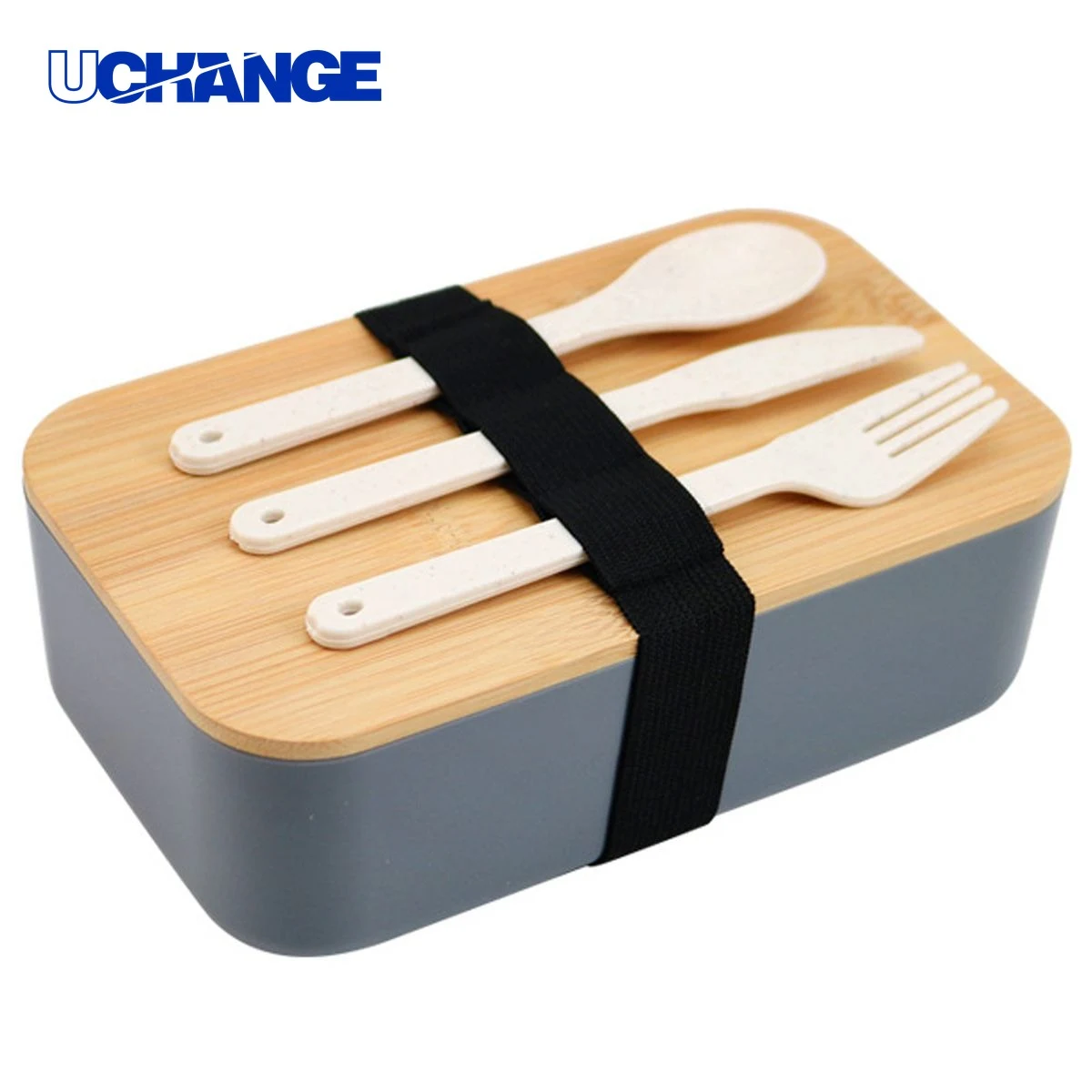 Wheat Straw Lunch Box with Wooden Cover 1