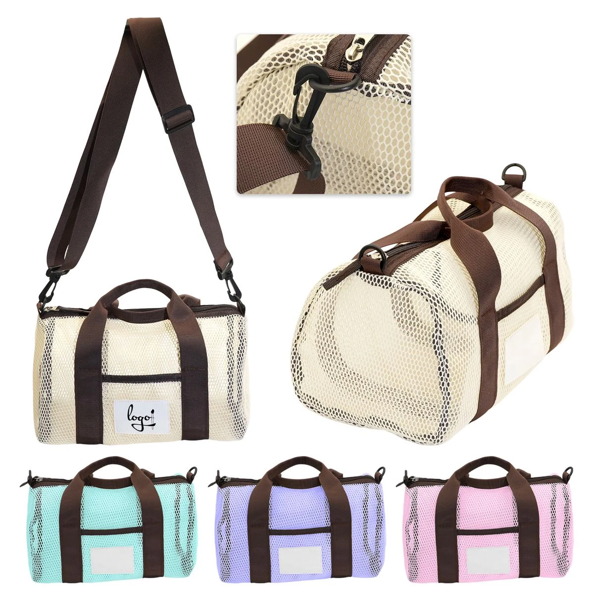 Foldable Mesh Beach Tote Bag with Straps 1