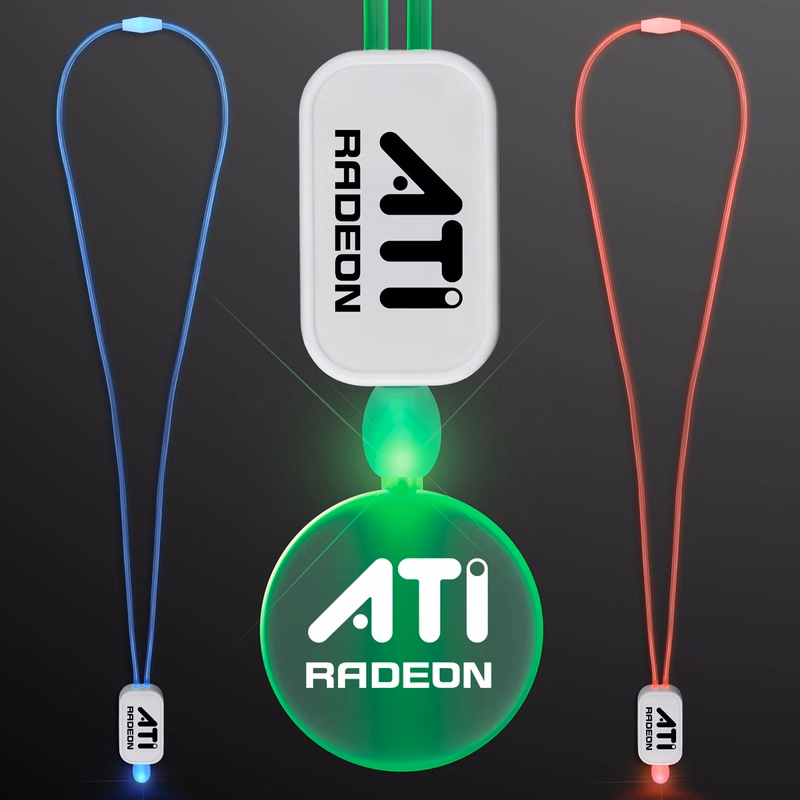 LED Neon Lanyards with Acrylic Circle Pendant
