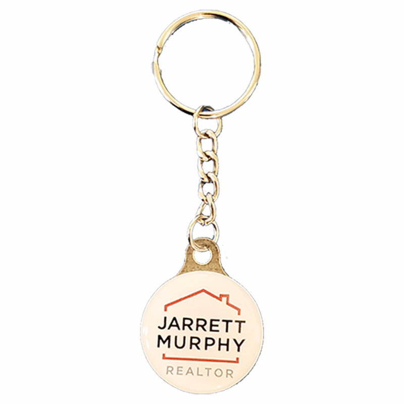 Key Chain / Tag, custom double sided imprint at 1-1/8" diameter with metal backer