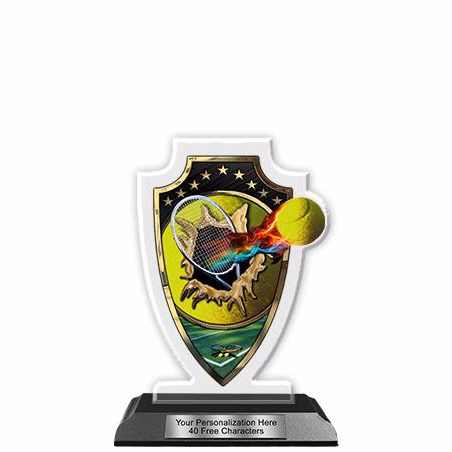 Acrylic Trophy: 6" Arrow Head, Tennis Design, 3x5"