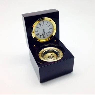 Captains Box II - Compass/Clock in Piano Finish Box 1