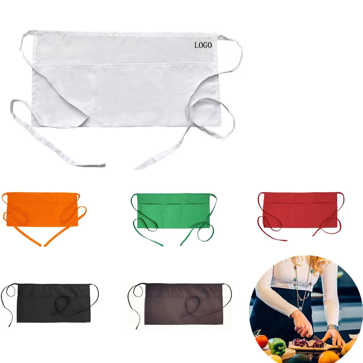 Work Half Apron with Three Pockets 1