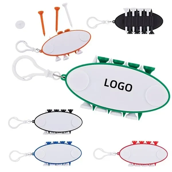 Custom ABS Plastic Golf Ball Tee Holder with Key Chain Markers — Golfer Promotional Item 1