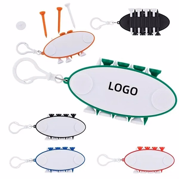 Custom ABS Plastic Golf Ball Tee Holder with Key Chain Markers — Golfer Promotional Item