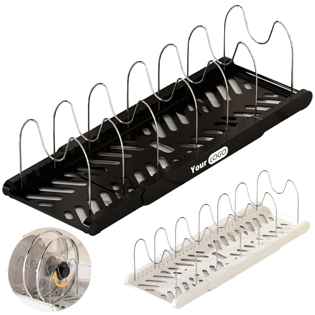 Stainless Steel Scalable Cabinet Pot Rack 1