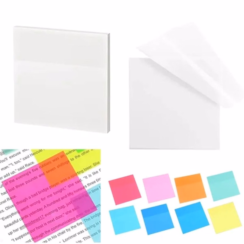 50 Sheets 3x3 Inch Transparent Clear Sticky Notes Pad