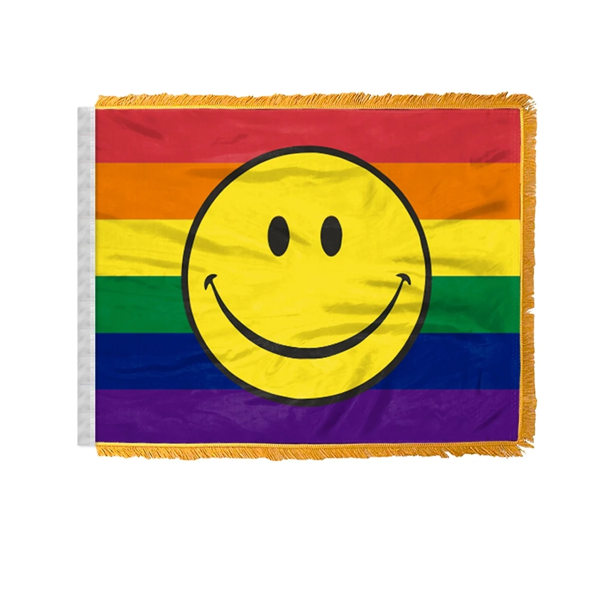 4" x 6" 1 ply wPoly Rainbow with smiley face Pride Antenna 1
