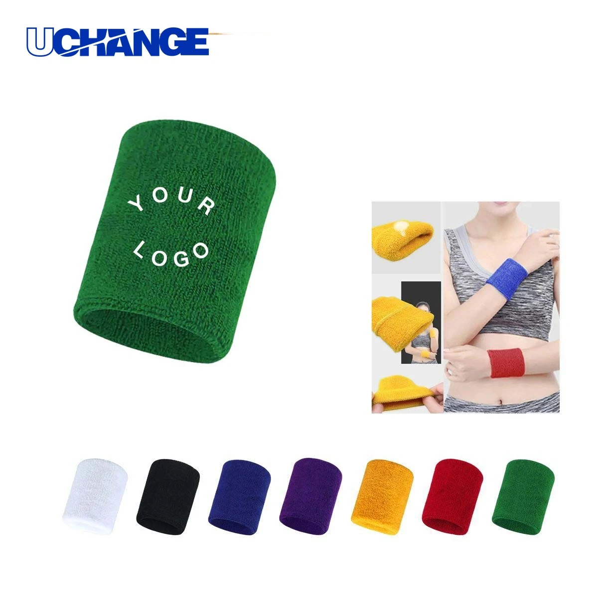 Embroidered Sports Wristband with Logo Option 1