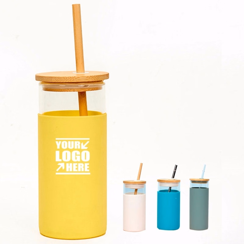 Glass Straw Silicone Cover Bamboo Cover