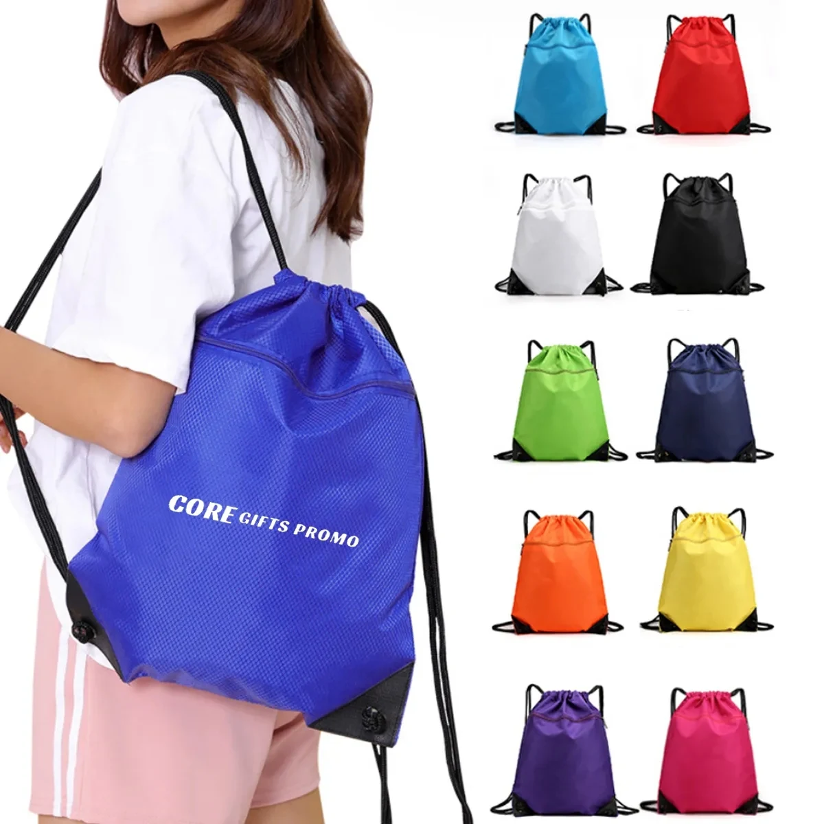 Gym Drawstring Bags Swim Backpack with Zip Pocket 1