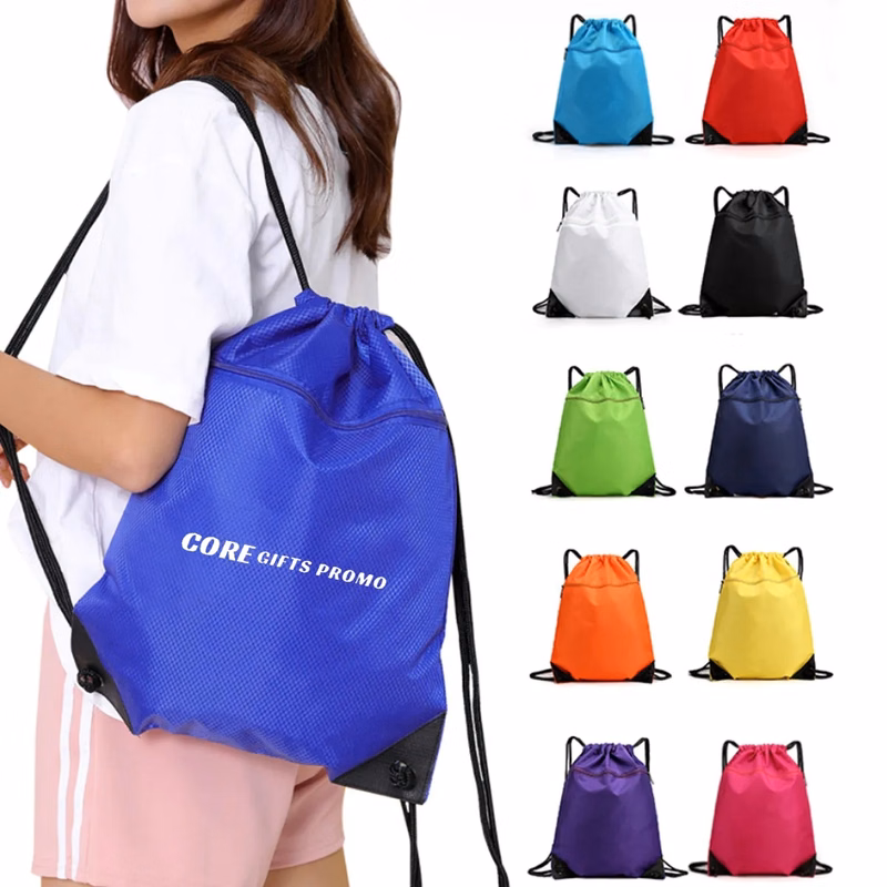 Gym Drawstring Bags Swim Backpack with Zip Pocket