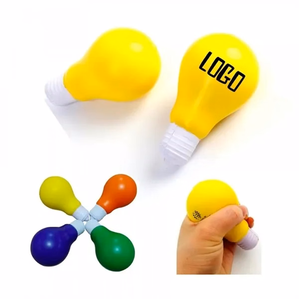 Custom 3.9" x 2.15" Durable PU Light Bulb Stress Ball — Innovative Wellness Gift