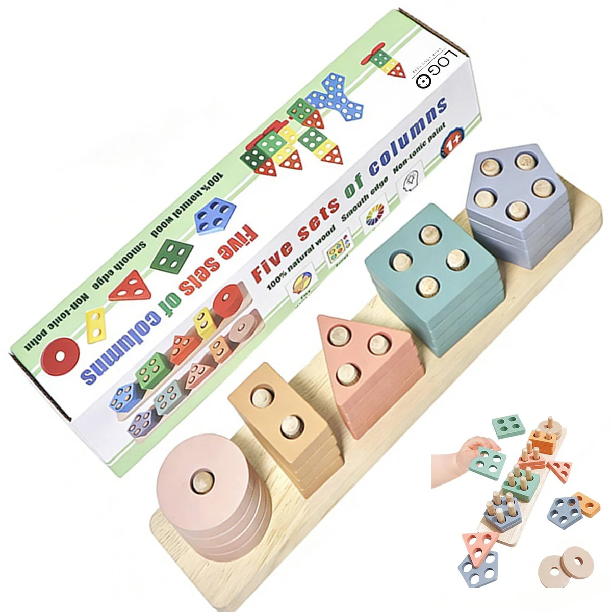 Wooden Geometry Matching Peg Board 1