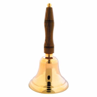 7 1/2" Brass School Bell with Wooden Handle