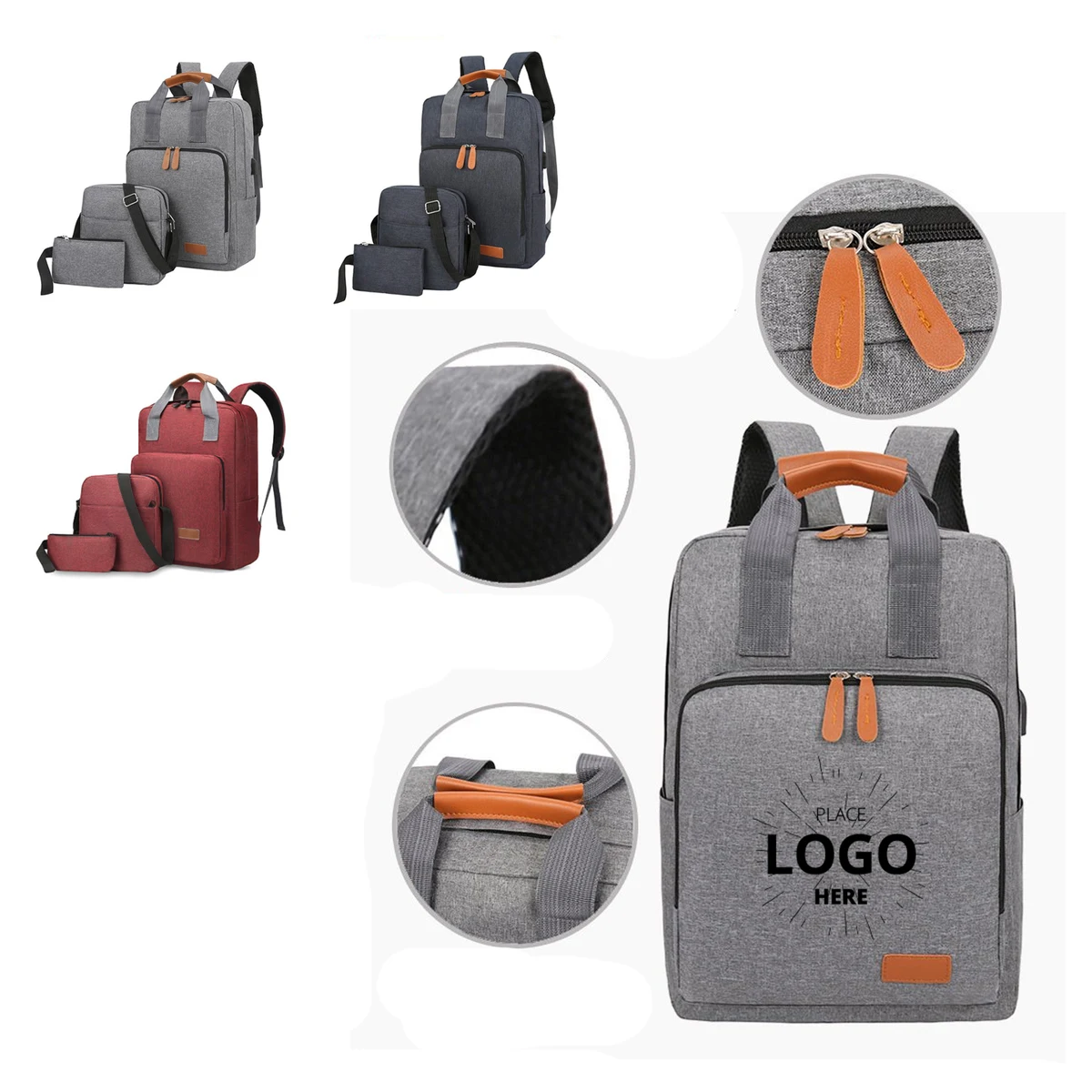 Three Pieces Computer Backpack 1
