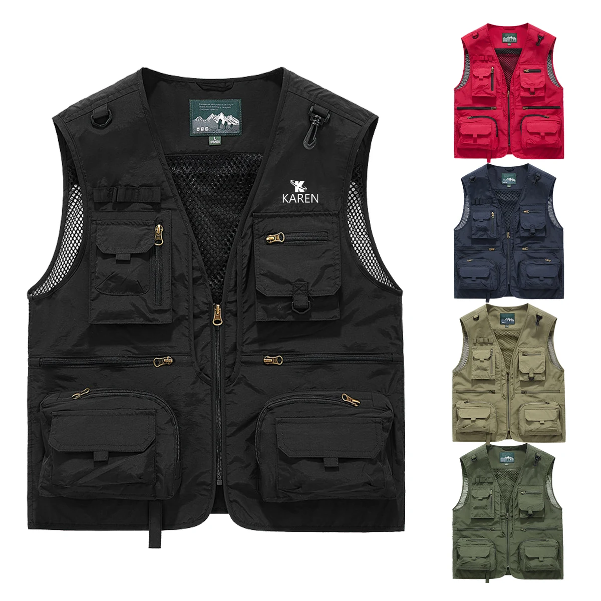 Men's Solid Sleeveless Jacket W/ Multi Pocket 1