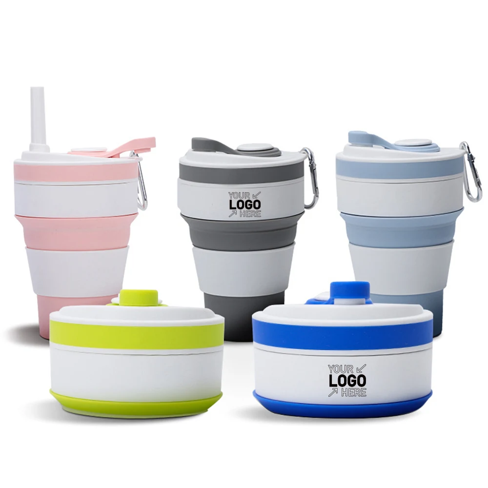 12 Oz. Portable Silicone Foldable Sippy Cup W/Drinking Straw 1