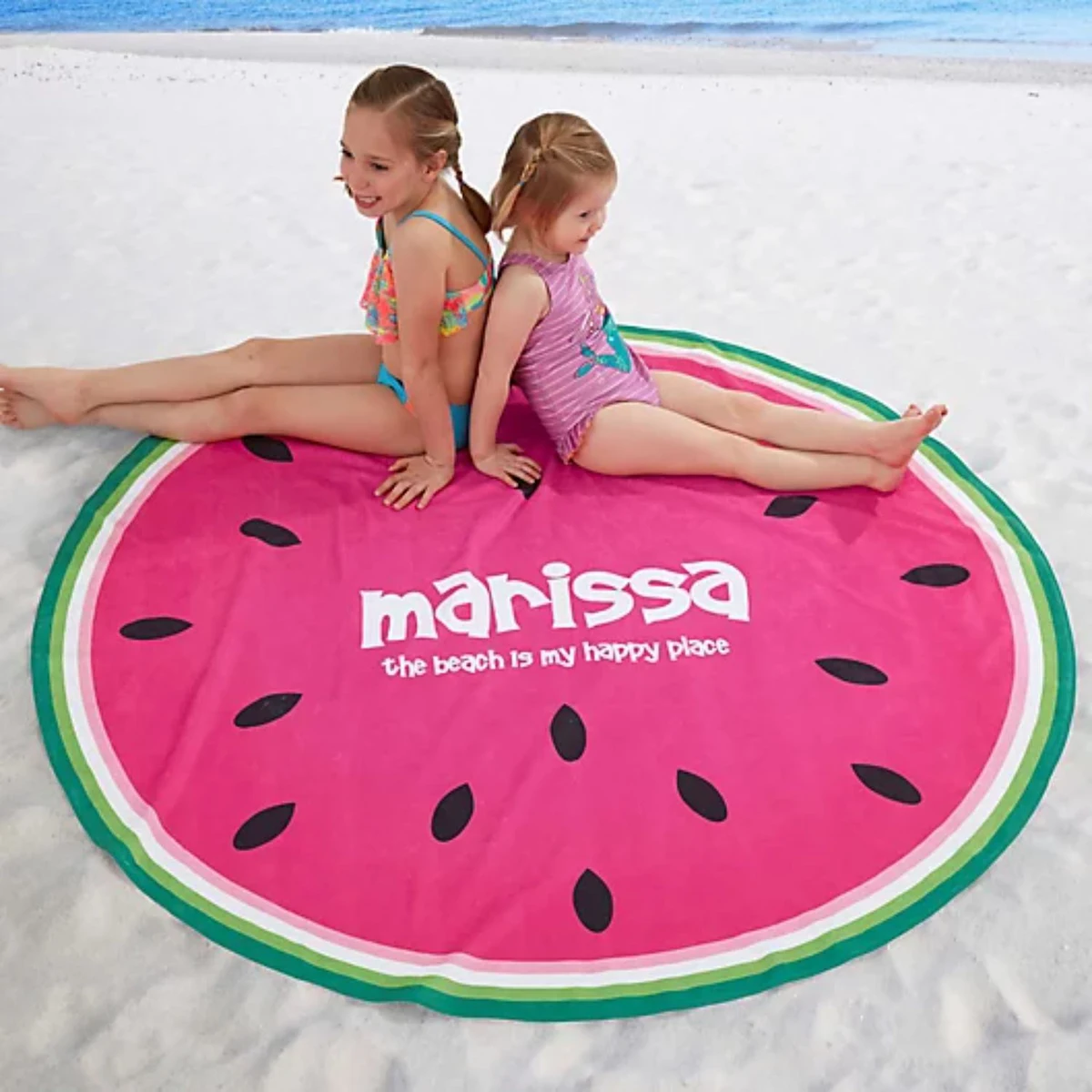 60" Diameter Round Sublimated Plush Microfiber Beach Towel 1