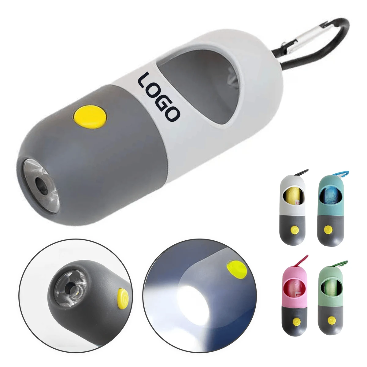 Custom Logo Dual-Function LED Flashlight Poop Bag Holder 1