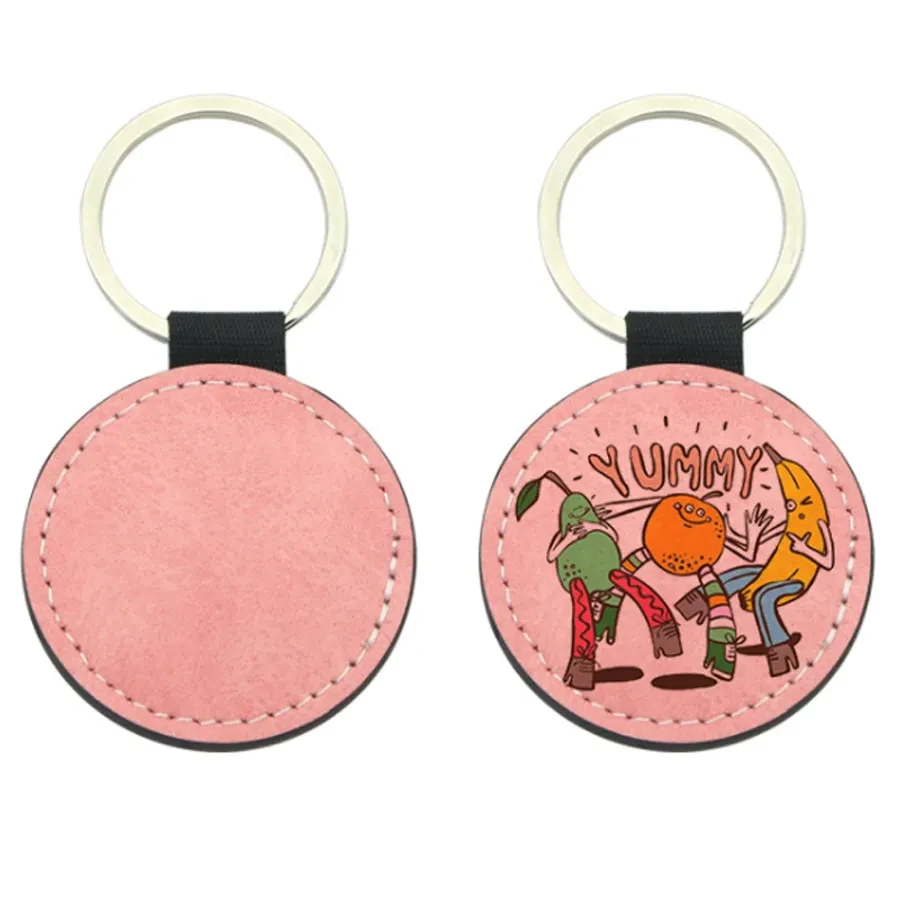 Full-Color Circle Leather Keychain 1