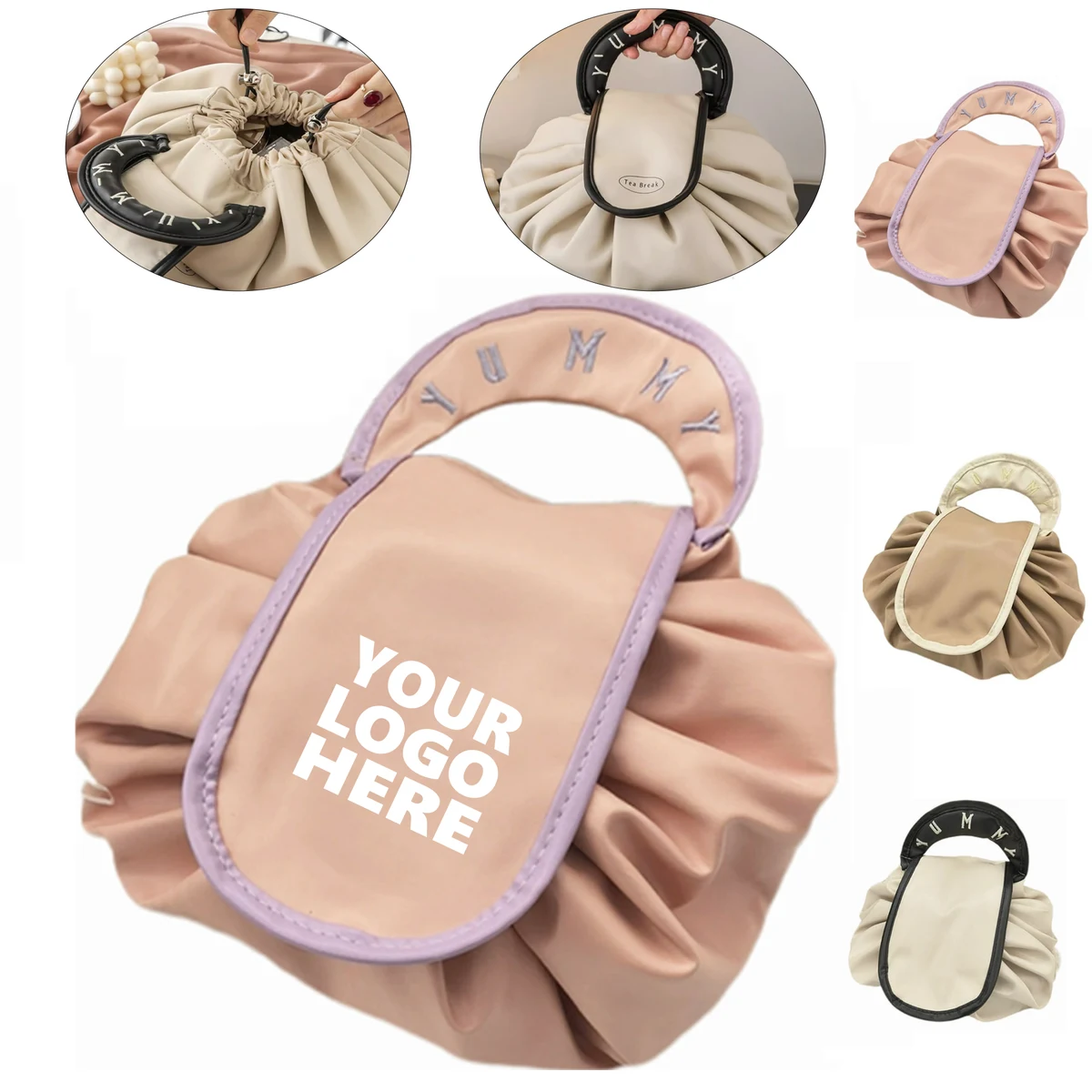 Lazy Drawstring PU Cosmetic Bag 1