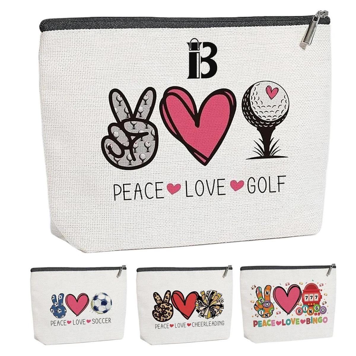 Compact Waterproof Linen Cosmetic Bag for Golf Lover 1