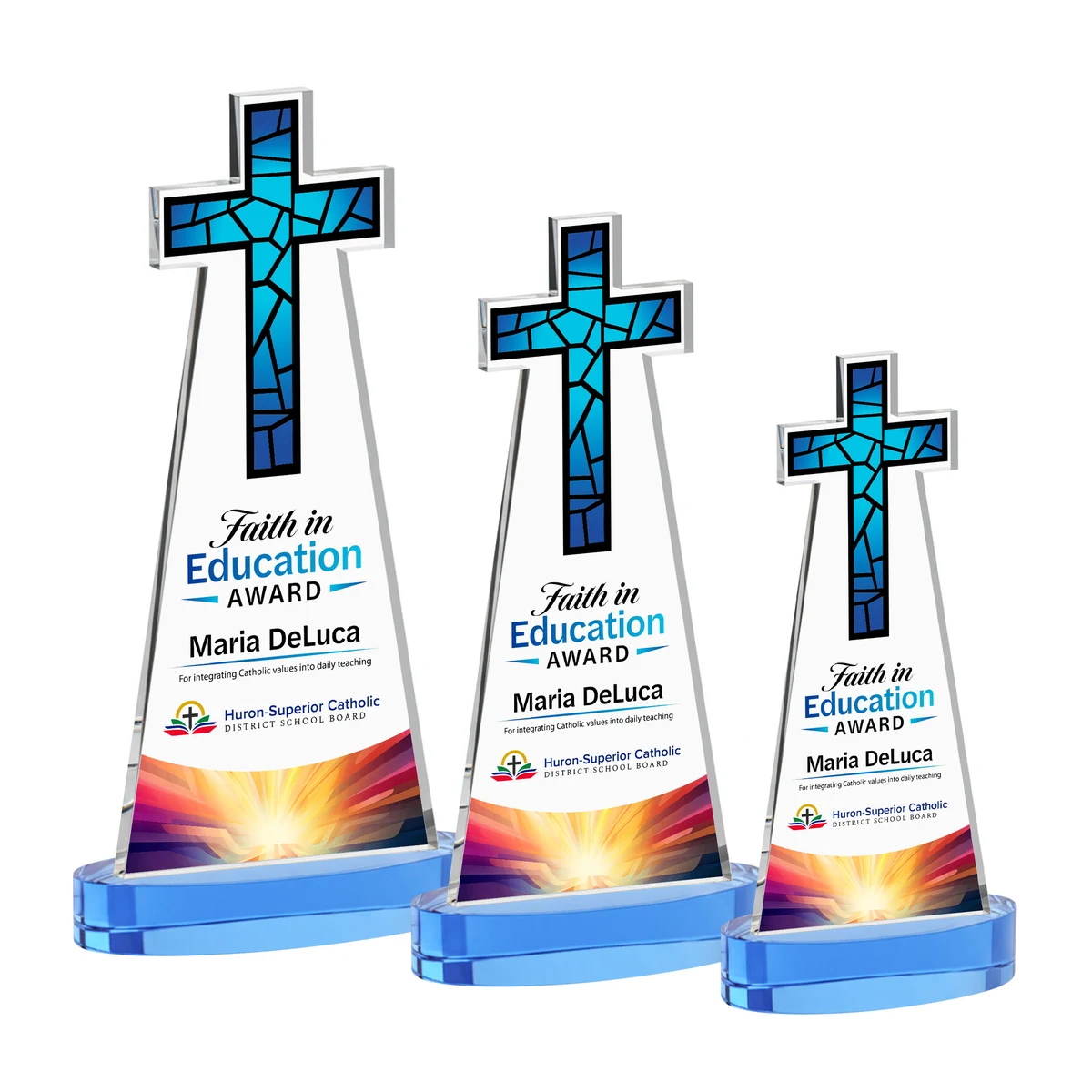 Cross VividPrint™ Award on Alberton Base - Sky Blue 1