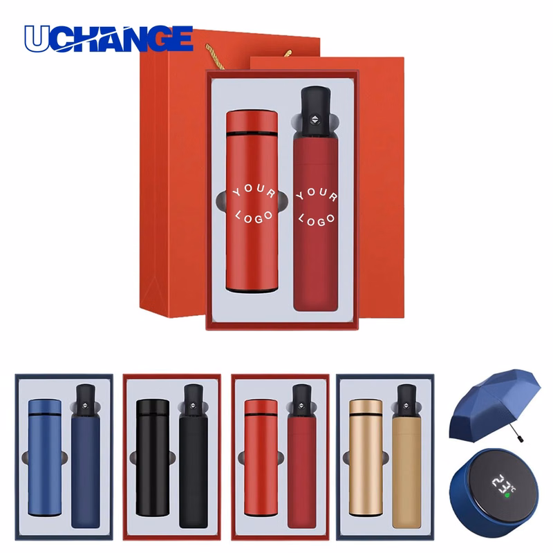 Thermos Cup and Umbrella Gift Set Kit with LED Display