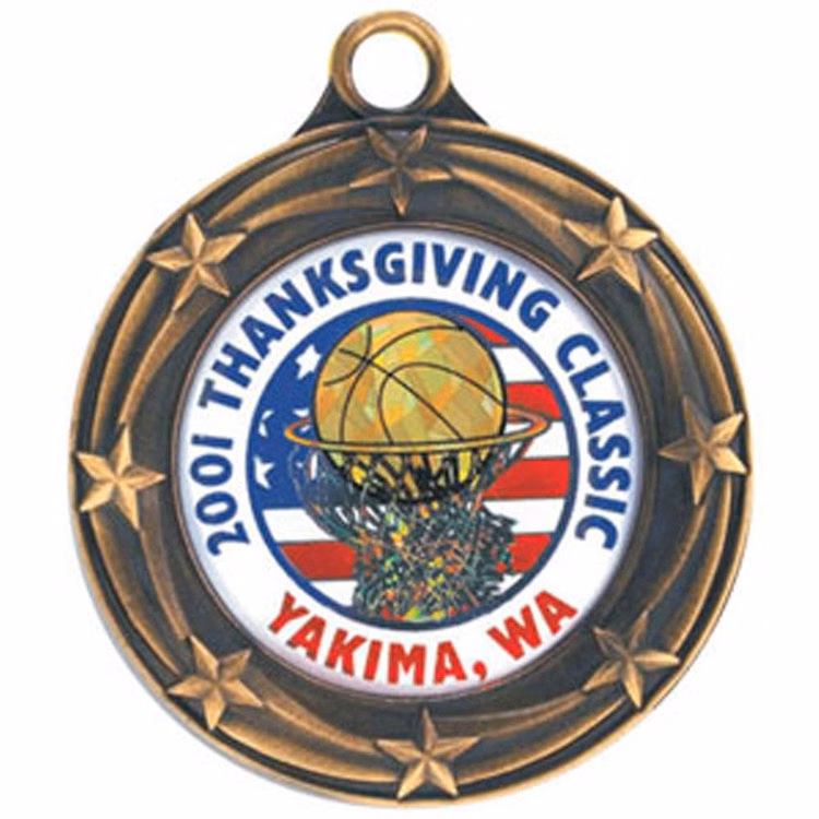 Express Vibraprint™ Insert Medal with Star Border (1-3/4")