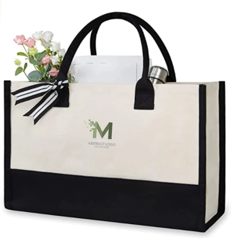 Customized Canvas Beach Bag, custom tote bag with logo imprint 1