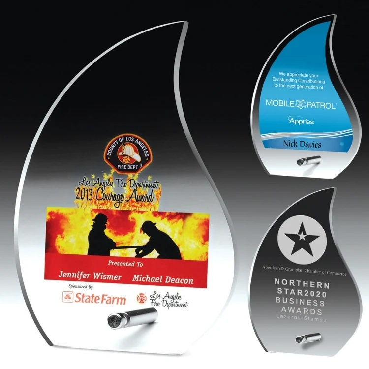 Flame Award (5 5/8" x 8" x 1/2") - Laser Engraved 1