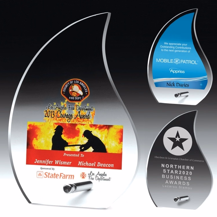 Flame Award (5 5/8" x 8" x 1/2") - Laser Engraved