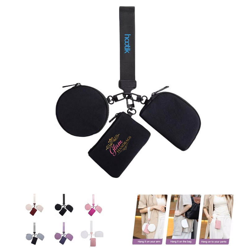 Mini Zip Around Wristlet Keychain Wallets Card Holder