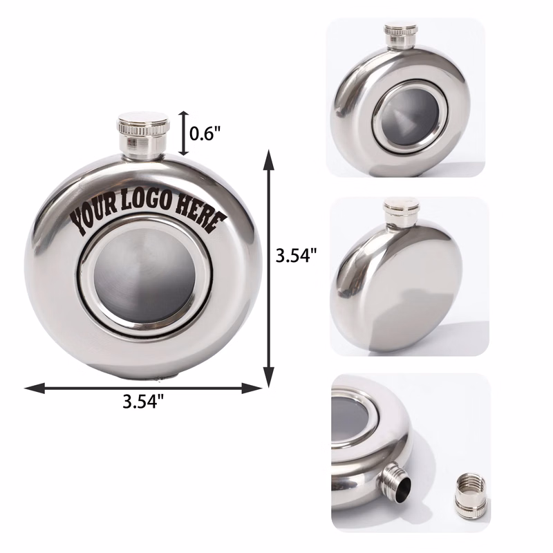 MOQ 30 PCS 5 OZ Round Stainless Steel Hip Flask