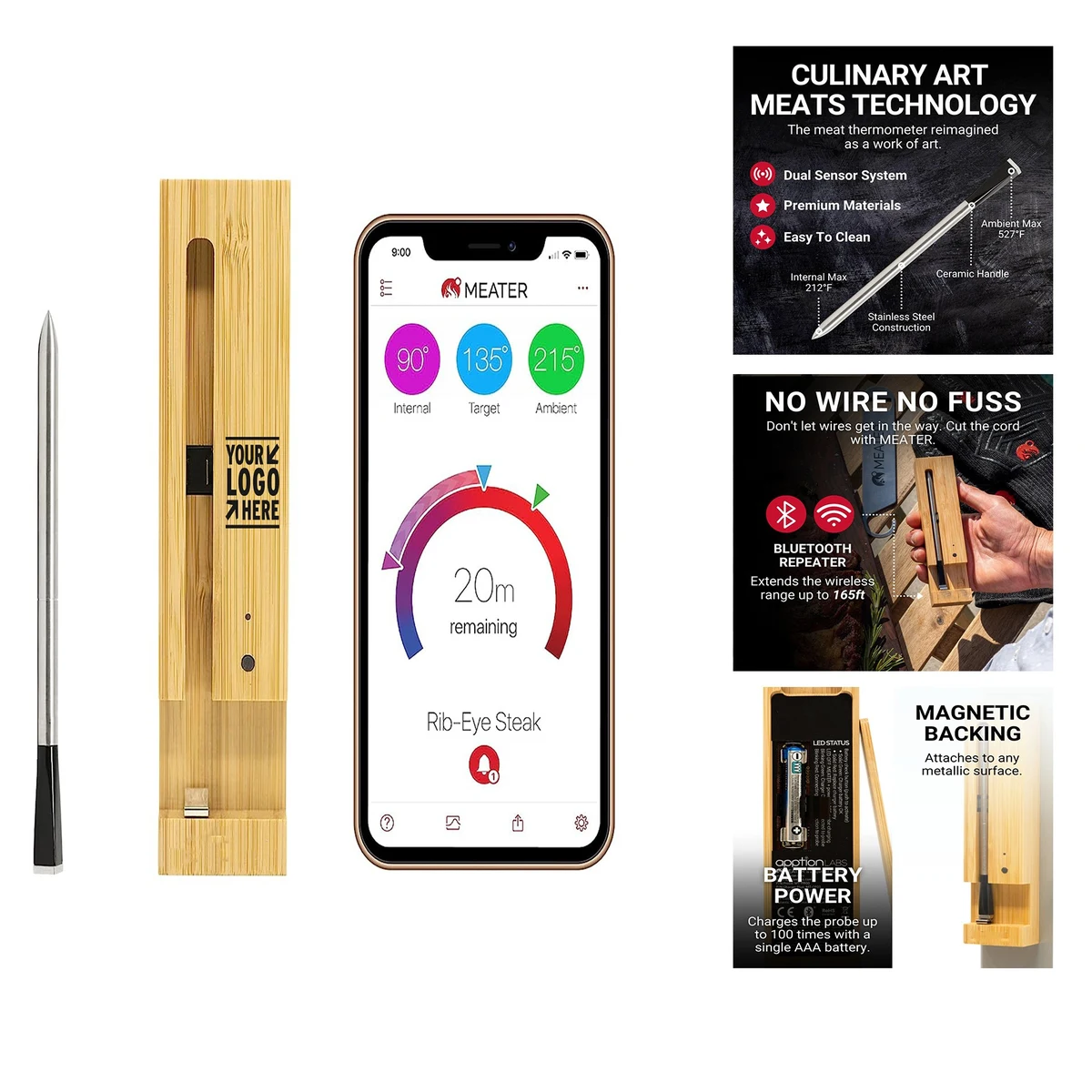 165ft Wireless Range Wireless Smart Meat Thermometer 1