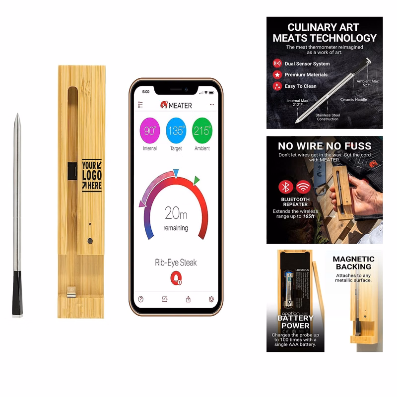 165ft Wireless Range Wireless Smart Meat Thermometer