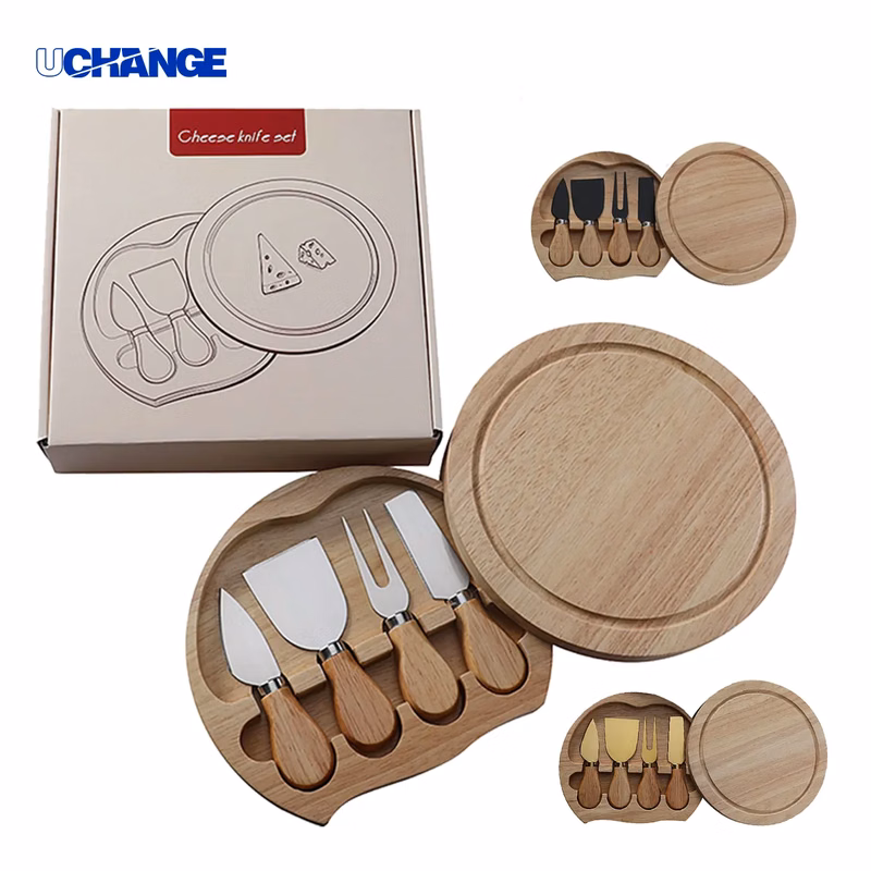 4-Piece Stainless Steel Cheese Knife Set In Wood Box