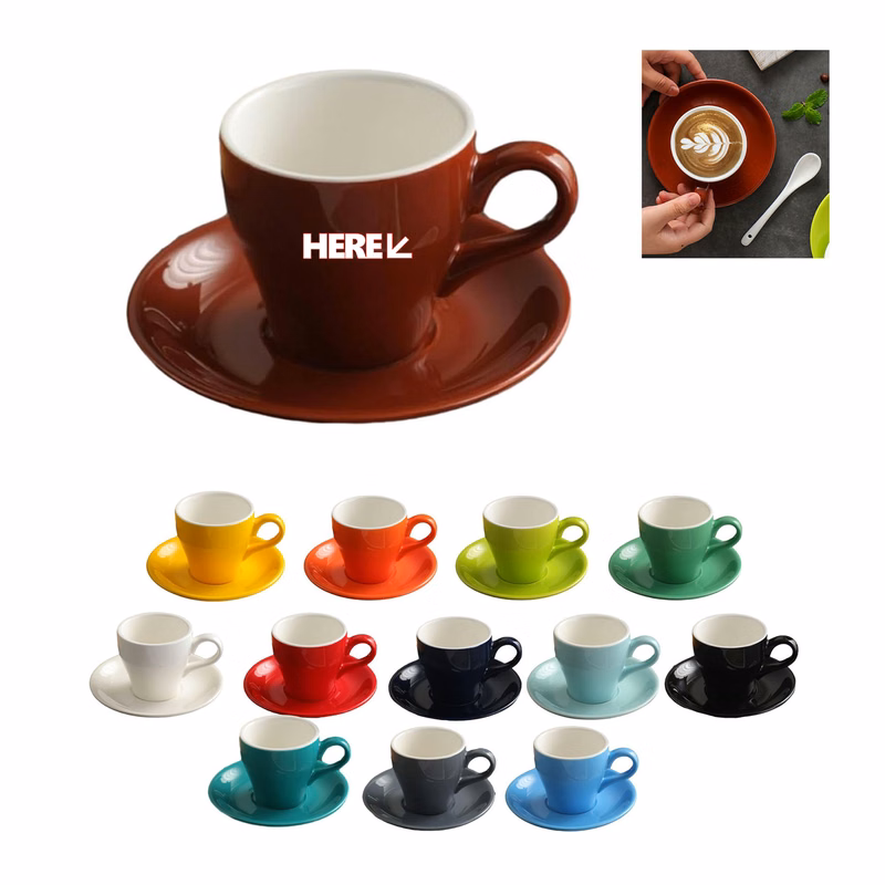 2.7oz European Espresso Coffee Cup With Saucer