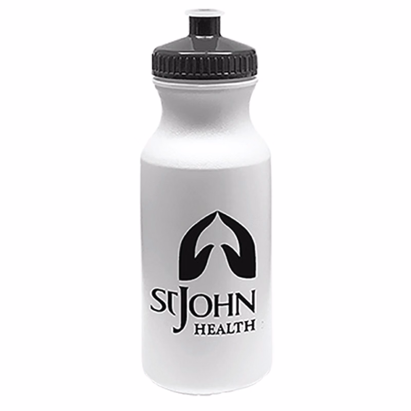 20 oz. Economy White Bike Bottle with Black 53mm Push Pull Lid