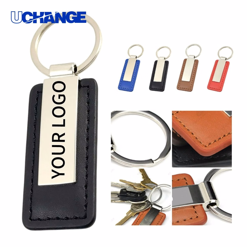 Leather Key Tag Keychain Accessory for Branding