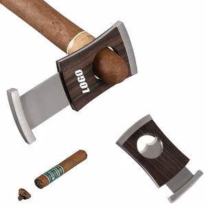 Sleek Card Shaped Cigar Cutter With Wood Finish